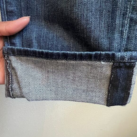 7 For All Mankind Crop Straight Leg Denim Blue Light Distressed Y2K Women's 26 - Picture 6 of 10